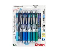EnerGel RTX BL77XCHIBP8M Lot de 8 stylos rétractables à encre gel liquide, pointe métallique, trait moyen, encre assortie, 0,7 mm