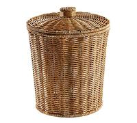Energetic Panier Tissé Poubelle Ronde Rotin Poubelle avec Couvercle JardinièRe Tissé Paniers de Rangement en Osier Poubelle Poubelle