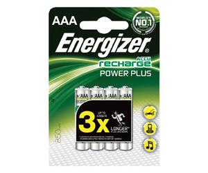 Energizer 635207 Pack de 4 Piles Rechargeables HR03 AAA, 850 mAh
