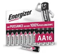 Energizer Advanced Piles AA (Lot de 16) Mignon LR6 Alcaline 1,5 V - Haute Performance - Télécommandes, Jouets et Électroniques - Made in EU - Emballage 0% Plastique - Conservation 10 Ans
