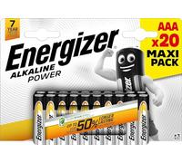 Energizer Alkaline Power Lot de 20 Piles AAA, Longue durée pour Un Usage Quotidien, sans sulfatation, avec 7 Ans de durée de Vie