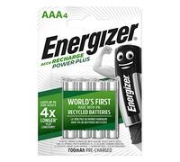 Energizer 635207 Pack de 4 Piles Rechargeables HR03 AAA, 850 mAh