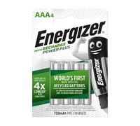 Energizer 635207 Pack de 4 Piles Rechargeables HR03 AAA, 850 mAh