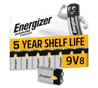 Energizer Alkaline Power Pile 9V (Lot de 8) - Alcaline Neuf Volts - Énergie Longue durée - pour Les Détecteurs de Fumée et Les Radios - Emballage 100% Recyclable [Exclusivité Amazon]
