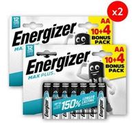 Pack 10 piles alcaline LR06 Energizer Max Plus AA + 4 offertes