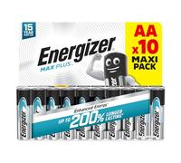 Energizer Max Plus Piles AA (Lot de 10) - Mignon LR6 Alcaline - Puissance Qui Dure 200% Plus Longtemps - Idéales pour Les appareils du Quotidien - Emballage 100% Recyclable - Conservation 15 Ans