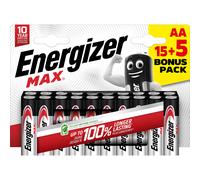 Energizer Pile alcaline AA / LR6 Max - Pack Promo 15 + 5 GRATUITES