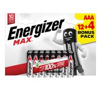 Energizer Pile alcaline AAA / LR3 Max - Pack Promo 12 + 4 GRATUITES