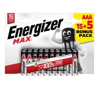 Energizer Pile alcaline AAA / LR3 Max - Pack Promo 15 + 5 GRATUITES