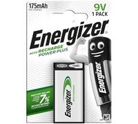 Energizer Pile 9V Rechargeable Recharge Power Plus 175 mAh NiMH – Lot de 1 – Emballage recyclable