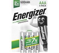 Energizer Recharge Universal - Piles Rechargeables AAA (Lot de 4) - 500 mAh | NiMH - pré-chargées - Puissance Longue durée - 1000 Cycles - Emballage 100% Recyclable et sans Plastique