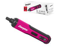 Energizer Tournevis Électrique Sans Fil 3,6V, 3 Nm, 26 Embouts de Vissage, Batterie 1500 mAh Rechargeable, Câble USB-C Inclus, Compact et Léger, Rose