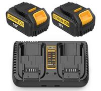 Energup 2 Pièces 18V 5.0Ah Batterie avec Chargeur pour Dewalt Batterie 18V | Compatible avec DCB184 DCB183 DCB182 DCB180 DCB181 DCB205 et Chargeur DCB112 DCB115