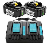 Energup 2X 5.0Ah 18V Batterie et DC18RD Chargeur pour Makita Batterie 18V | Remplacement pour Makita BL1850B BL1850 BL1840 BL1830 BL1820 BL1815 et Chargeur DC18RC DC18SD DC18RA