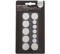 Max - Lot de 12 Piles Rondes "Energy" 15cm Argent