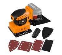 NEO TOOLS Ponceuse multi-usages 3 en 1, Système professionnel sans fil 18V Ponceuse excentrique sans batterie Réservoir à poussière, Pied carré