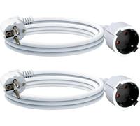 EnergyPro Rallonge Électrique IP44 3 m - Lot de 2 - Câble PVC Anti-Surchauffe avec Clip de Rangement - H05VV-F 3G1,5mm², 16A/250V, 4000W - Intérieur/Extérieur - Blanc