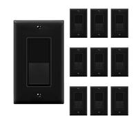 Enerlites 91150-bkwp-10pcs Décorateur et interrupteur à bascule plaque murale, 15 A unipolaire, Noir (Lot de 10)