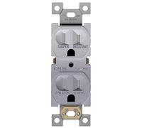 ENERLITES Elite Series Prise murale duplex de qualité résidentielle, prise électrique duplex, mise à la terre, 3 fils, 2 pôles, 15 A 125 V, certifié UL, 61580-SV, argent