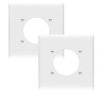 ENERLITES Lot de 2 couvercles de réceptacle à trou unique, plaque murale à trou unique, trou de 5,4 cm de diamètre, taille 2 boutons 11,4 x 11,6 cm, polycarbonate thermoplastique, 8972-W-2 pièces, blanc