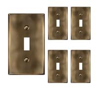 ENERLITES Lot de 5 plaques murales en métal pour interrupteur à bascule, couvercle d'interrupteur en acier inoxydable, résistant à la corrosion, taille standard, 11,4 x 7 cm, 7711-AB-5PCS, laiton