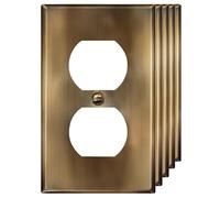 ENERLITES Lot de 5 plaques murales en métal pour prise duplex, couvercle de sortie en acier inoxydable, résistant à la corrosion, taille standard 1 prise 11,4 x 7 cm, certifié UL, 7721-AB-5PCS, laiton