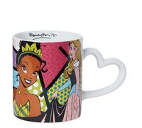 Enesco Disney Britto Tasse à café Ariel Tiana Aurore et Princesses Cendrillon avec poignée en forme de cœur, 414 ml, multicolore