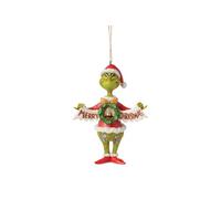 Enesco Dr. Seuss The Grinch by Jim Shore Holding Bannière décorative à Suspendre Merry Christmas Multicolore 13 cm