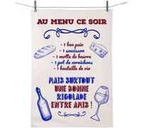 ENESCO Essuie main - Au menu ce soir - en coton décoré BLANC G