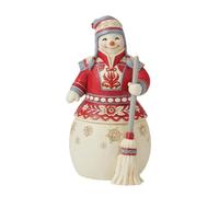 Enesco Jim Shore Heartwood Cr igurine bonhomme de neige nordique de Noël avec balai, 21 cm, multicolore