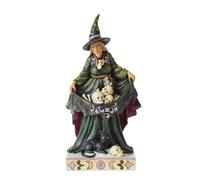 Enesco Jim Shore Heartwood Cr igurine de sorcière effrayante d'Halloween avec crânes dans la jupe - Figurine de sorcière décorative en résine peinte à la main - Figurines d'Halloween de décoration