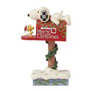 Enesco Peanuts by Jim Shore Figurine Snoopy et Woodstock sur boîte aux Lettres Merry Christmas - Pierre en résine Peinte à la Main - Figurine Snoopy de Noël - Décoration d'intérieur - 18 cm