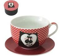 ENESCO Set bol Rouge et sous-tasse Chats 11.5 x 8 cm Rouge G