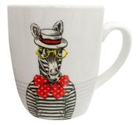 ENESCO Tasse en céramique Eccentric Zèbre - H. 10 cm - D. 8.5 cm BLANC G