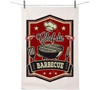 Enesco Torchon en coton décoré - Barbecue 50 x 70 cm BLANC ET ROUGE G
