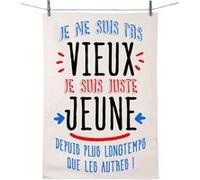 Enesco - Torchon en coton décoré - Pas Vieux - 100% coton 50 x 70 cm BLANC ET ROUGE G