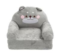 Enfants canapé pliant dessin animé animal design doux canapé pliable bébé canapé portable bambin chaise pour lire regarder la télévision salle de jeux relaxante éponge tissu gris (plier la moitié)