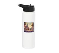 ENFANTS JOUENT AU FOOTBALL DANS LES RUES DE NEW YORK Stainless Steel Insulated Water Bottle