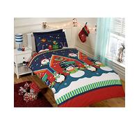 Rapport Ensemble de Housse de Couette et taie d'oreiller avec Motif père Noël, Bonhomme de Neige, Pingouin pour Enfants - Multicolore, Multicolore, Simple