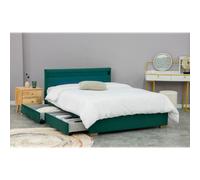 Enfield lit en velours vert avec rangements et led intégrées 160x200 cm