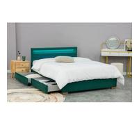 Enfield lit en velours vert avec rangements et led intégrées 140x190 cm
