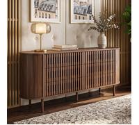 Enfilade 160x40x70 cm | Grand espace de rangement à 6 tiroirs & Design lamellé | Buffet scandinave en MDF finition noyer