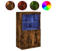 Enfilade/Bahut/Vitrine - Rustique - Buffet avec lumières LED chêne fumé 60,5 x 37 x 100 cm @140923