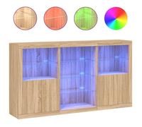 Enfilade/Bahut/Vitrine - Rustique - Buffet avec lumières LED chêne sonoma 181,5 x 37 x 100 cm @603543