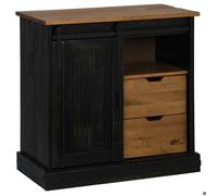 Enfilade/Bahut/Vitrine - Rustique - Buffet HALDEN porte coulissante noir 80 x 40 x 80 cm bois massif @927664