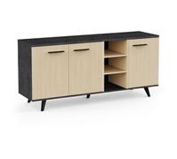 Enfilade Buffet - KENT - Chêne de fil / Sidewalk - 3 portes ouvrantes - 3 niches - L 160,7x l 43,9x H73,3 cm - DEMEYERE
