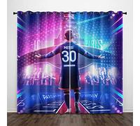 Enfunt-Home Rideaux Chambre,Impression 3D Paris Saint Rideau Occultant Oeillets Ensemble Lot de 2 Messi Rideaux Occultants