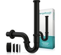 Engelbach® Siphon lavabo extra long 200mm 1 1/4 incl. manchette en caoutchouc, noir