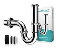 Engelbach® Siphon lavabo - Tuyau 85 mm 1 1/4" chromé avec manchette caoutchouc - Modèle universel