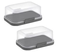 ENGELLAND 2 beurriers empilables avec couvercle et fermeture à clic, anthracite/transparent, boîte en plastique, cloche à beurre, sans BPA, multi-usages, robustes